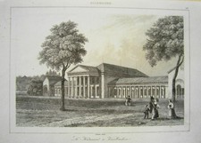 Wiesbaden Kurhaus Kur Konservatorium    echter alter Stahlstich 1844 29