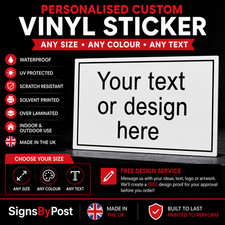 Personalised Custom Made Vinyl Sticker - any Size Colour Text free design 9117