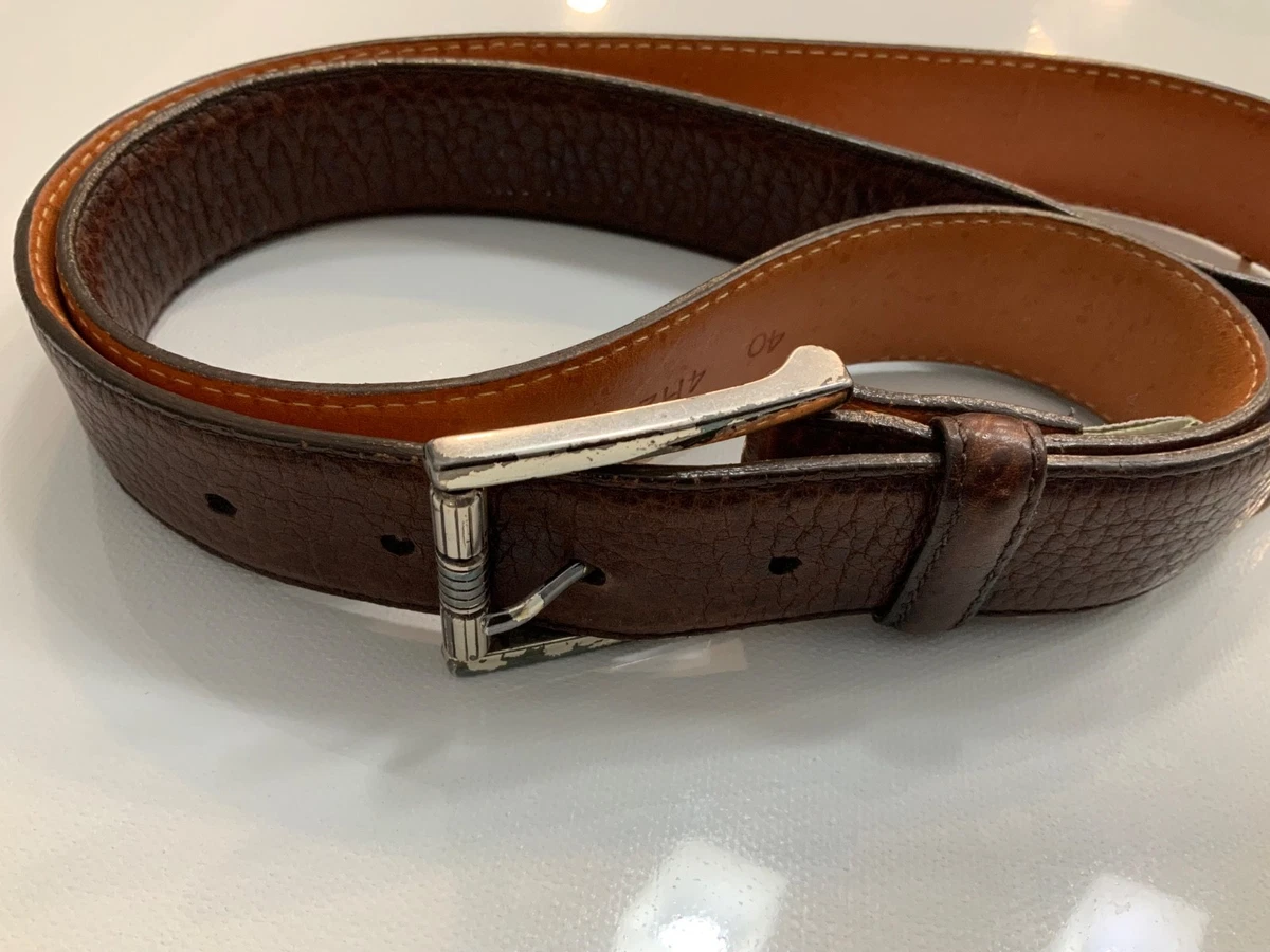 Vintage Orvis Brown Leather Belt‎ with Silver Hardware Sz 38 Vintage Orvis Mens Belt Brown Leather Aztec Western Silver  main image 2