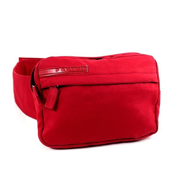 Prada Red Waist Bag Hip Pouch Body Crossbody Bag Excellent Condition