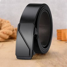 Classic Waist Belt Men's Faux Leather Automatic Buckle Geometric Casual Belts