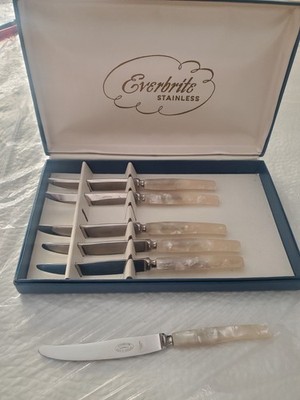Vintage Everbrite Sheffield 6 Stainless Steel Butter Knives