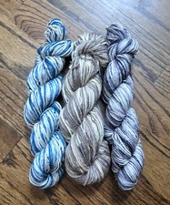 NEW 4.6 oz Lot 3 Hanks Leftover Sock Yarn Merino Wool Nylon Self-striping