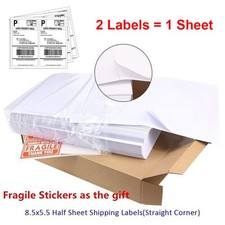 200-20000 8.5x5.5 Shipping Postage Label Half Sheet Self Adhesive for Laser Ink