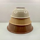 Vintage Pyrex Autumn Rainbow 3PC Nesting Mixing Bowl Set Peach Tan 323 325 326