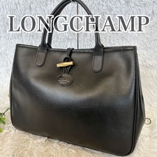 LONGCHAMP Rozo leather tote bag black vintage from Japan