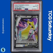 2020 POKEMON SWORD & SHIELD VIVID VOLTAGE #126/185 AEGISLASH V PSA 10