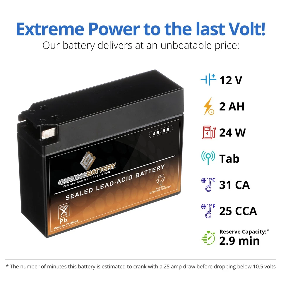 Batería AGM de alto rendimiento YT4B-BS para motocicleta Yamaha TTR 50E 2006-2017 Foto 3 de 4
