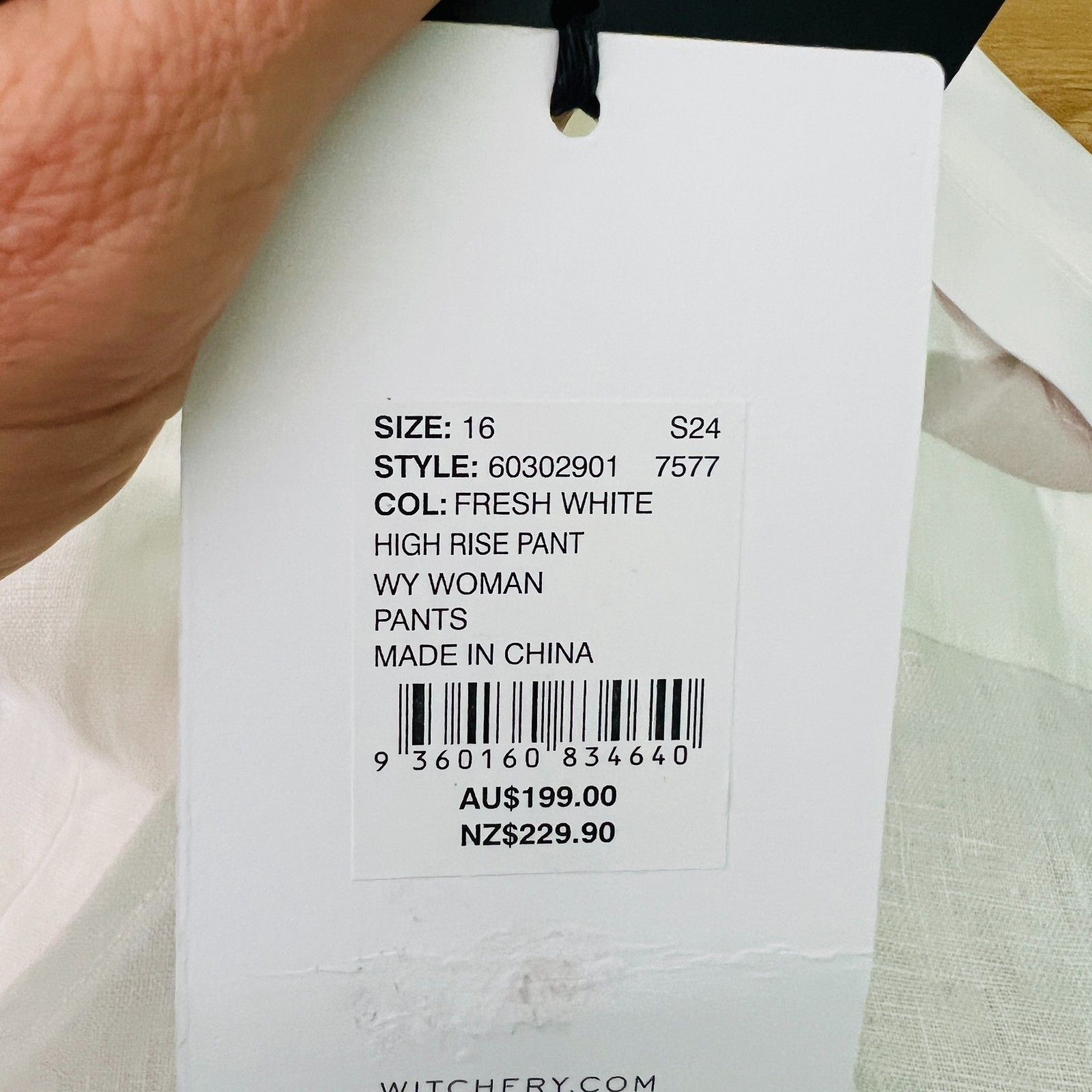 Witchery NEW Linen Pants Size 16 White Lightweight Straight Wide Leg RRP $199 image 5