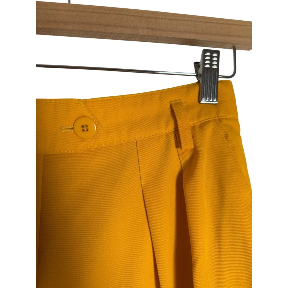 Pantalones de vestir Escada vintage amarillo mostaza pierna ancha pura lana cintura alta Foto 3 de 4