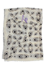 Louis Vuitton Womens Abstract Fringe Trim Rectangular Scarf Beige Size 144x52"