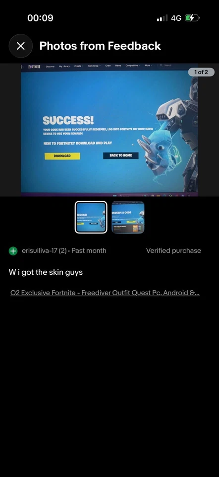 O2 Exclusive Fortnite - Freediver Outfit Quest Pc, Android e altro codice - Immagine 4 di 4