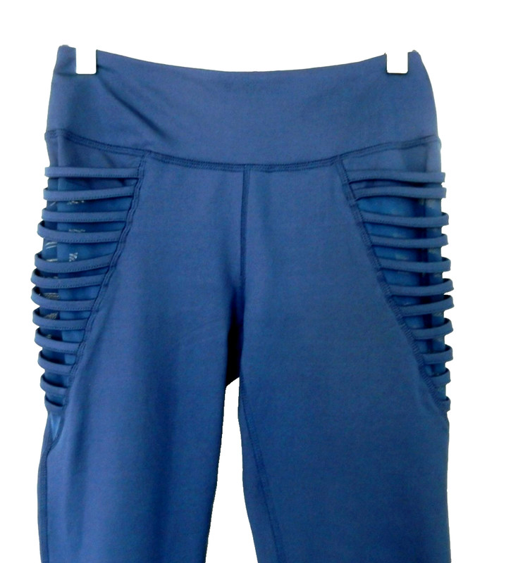 X by Gottex Unique Pocket Strip Deco Activewear/Yoga Stretch Pants-M, blue