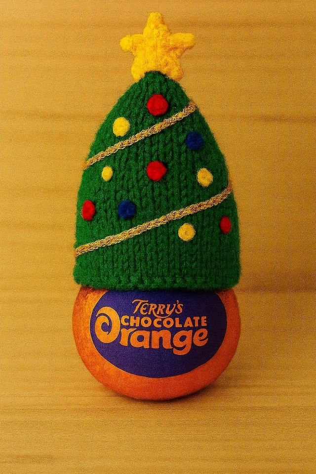 Christmas Tree Chocolate Orange Cover Dome Knitting Pattern only Star Festive