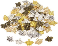 50PCS Alloy Bee Honeybee Charm Pendants, DIY Craft Jewelry Making Accessory, 21X