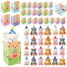 24 Set Birthday Mini Stuffed Animal Toys with Gift Boxes Cute Soft Birthday B...
