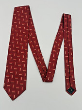 Ermenegildo Zegna Mens Tie Red Geometric Abstract Print 100 Silk Made in Italy