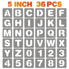 5 Inch Letter and Number Stencils, 36 Pcs Reusable Plastic Alphabet Spray Paint