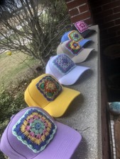 Crochet Granny Square Spring Floral Adjustable Hat New One Of A Kind