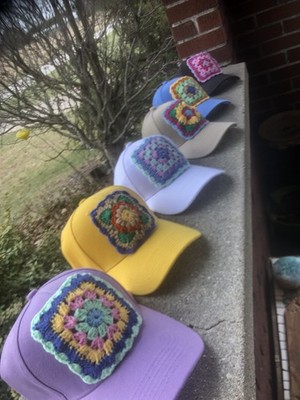 Crochet Granny Square Spring Floral Adjustable Hat New One Of A Kind