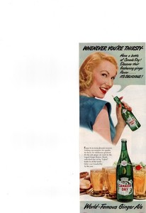 1949 Canada Dry World-Famous Ginger Ale Print Ad