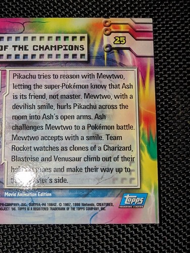 TOPPS Pokemon Card: RAINBOW TEXTURED HOLO FOIL - Battle of Champions 25 - Picture 6 of 6
