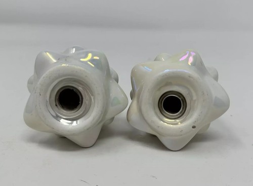 Ceramic Christmas Tree Salt & Pepper Shakers White Opalescent 3.75" Unused - Picture 6 of 9