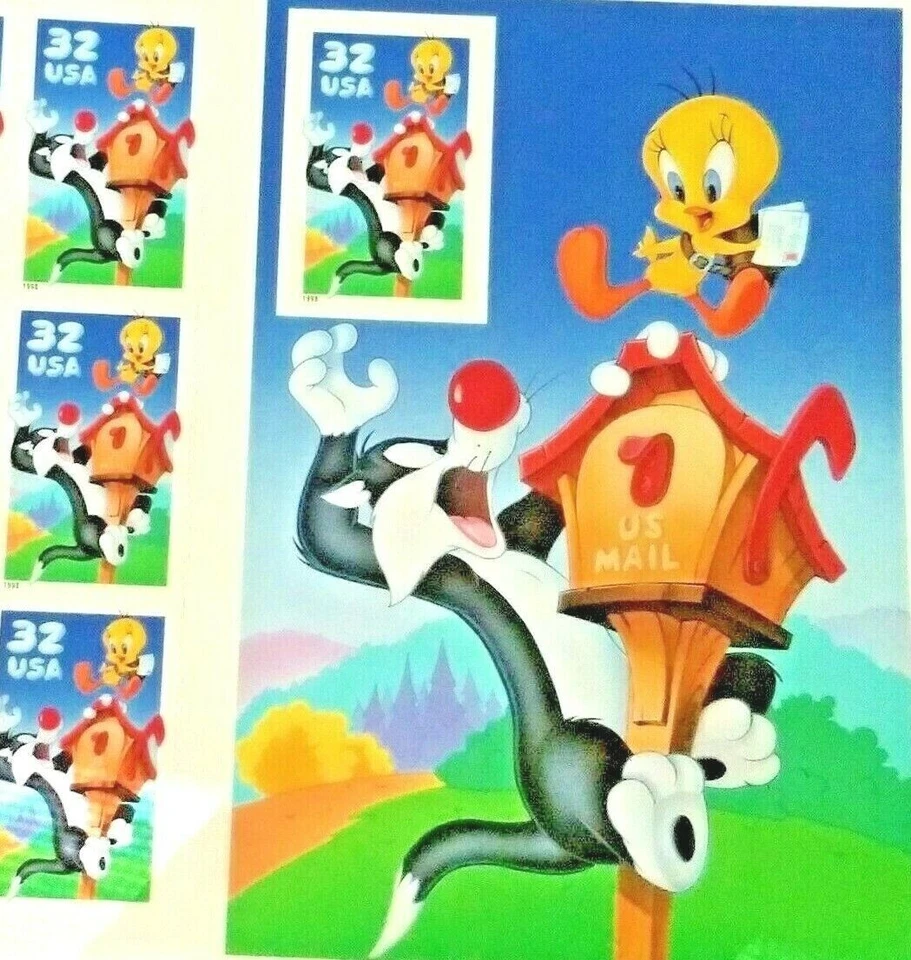 UNUSED ~5 SHEETS -OF- Sylvester and Tweety $.32 US Stamps - Image 3 of 3