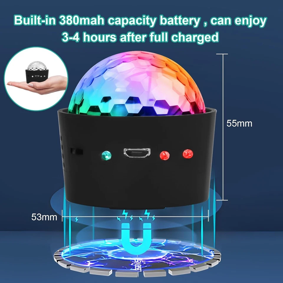 Mini Discokugel Disco Lichter LED Party Lights Musikgesteuert Nachtlicht F180 - Bild 4 von 4