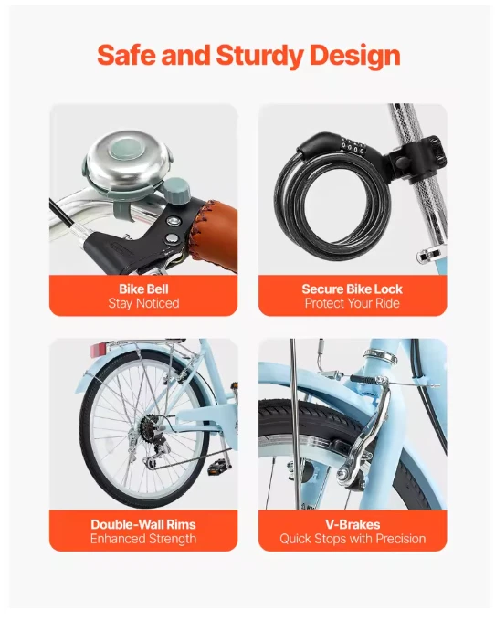 Fahrrad 26 Zoll Citybike 7 Gang Cruiser Bike Leicht und Komfortabel, Inkl Korb! - Bild 2 von 4