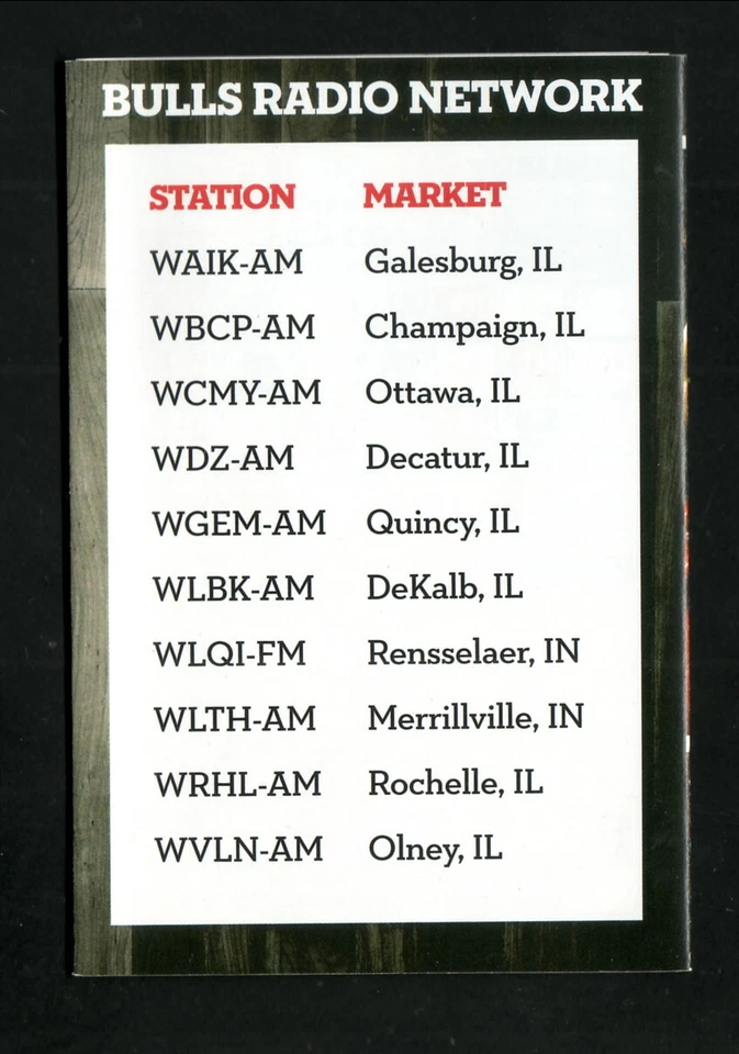 Chicago Bulls--Rose--Noah--Boozer--2010-11 Pocket Schedule--Bulls Radio Network - Image 2 of 2