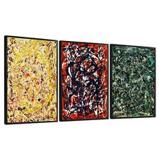Framed Art Combo Painting 3PCS Series 12 by Jackson Pollock 24"x32" Each Piece