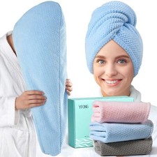 3 Pack Large Microfiber Hair Towel Wrap 30" x 10" Thicker Anti Frizz Quick Dr...