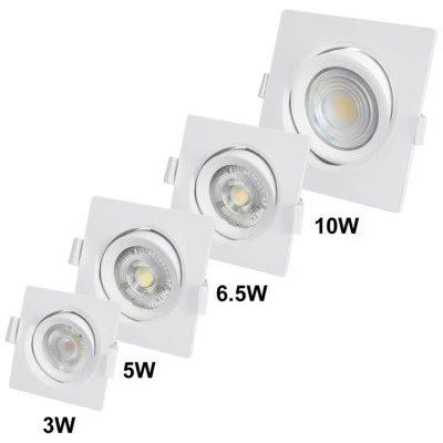 LONG LIFE LAMP COMPANY Modern LED Adjustable Tilt Angle Downlight Recessed Square Ceiling Spotlights