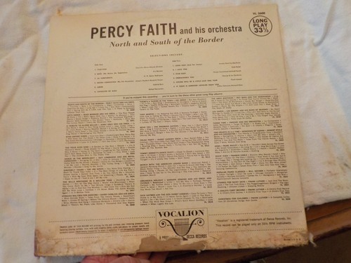 VOCALION LP ALBUM PERCY FAITH NORTH AND SOUTH OF THE BORDER - 第 2/4 張圖片