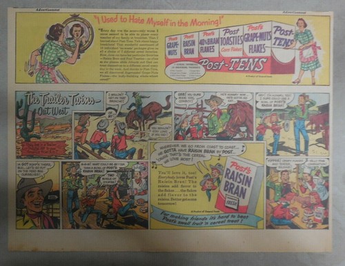 Post's Cereal Ad: Trailer Twins "Out West" ! from 1950's Size: 11 x 15 inches - Picture 2 of 6