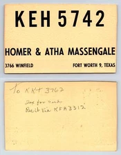 Ham Radio QSL QSO Postcard KEH 5742, Fort Worth, Texas, USA