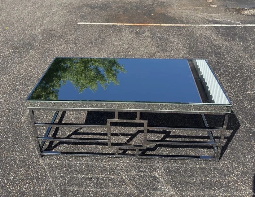 Mirrored Coffee Table Glass Top Modern Acrylic Cocktail Coaster 723077 On Wheels - Imagem 2 de 4