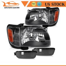 Headlights Assembly For 2001-2004 Toyota Tacoma Black Housing Clear Lens Pair