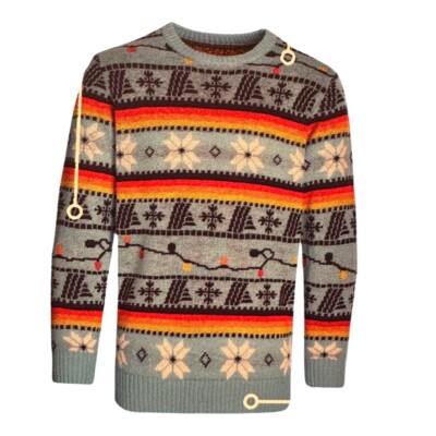 ALDI Holiday Christmas Winter Collection Holiday Sweater 1: Lights Blue  Large