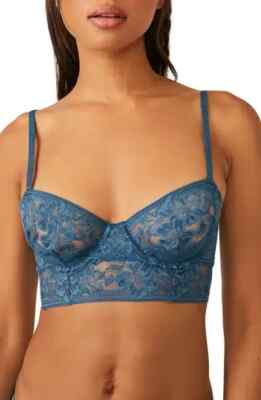 Free People - Sorento Demi Longline UW Lace Bra in Night Swim sz 32C NWT