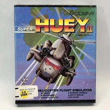 ⭐ 1986 Super Huey II PC Game (IBM PC & Tandy) - Box Manual & 3.5" Disk