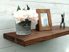 Chunky Solid Wood Rustic Floating Mantel extra deep Shelf 12x2 Wall Brackets