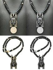 Egyptian Anubis Pendant 8mm/18" or 20"  Wooden Bead Chain Necklace RC3923