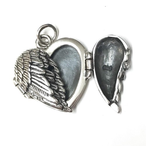 Nuevo colgante de plata de ley 925 medallón alas ángel - Imagen 2 de 3