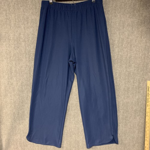 Susan Graver Pants Large Blue Pull On Elastic Waist Jogger Comfy Lounge