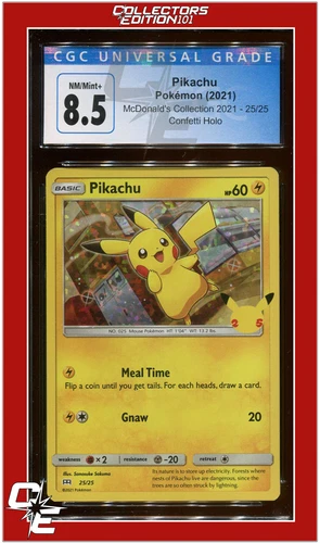 McDonald's Collection 2021 Pikachu Confetti Holo 25 CGC 8.5