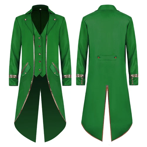 Para hombres Chaqueta Gótica Esmoquin Steampunk Abrigo Largo Halloween Medieval Disfraz Vestido - Imagen 21 de 23