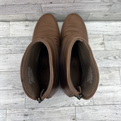 Rockport Brynn Rouched Tan Leather Ankle Boots Women Size