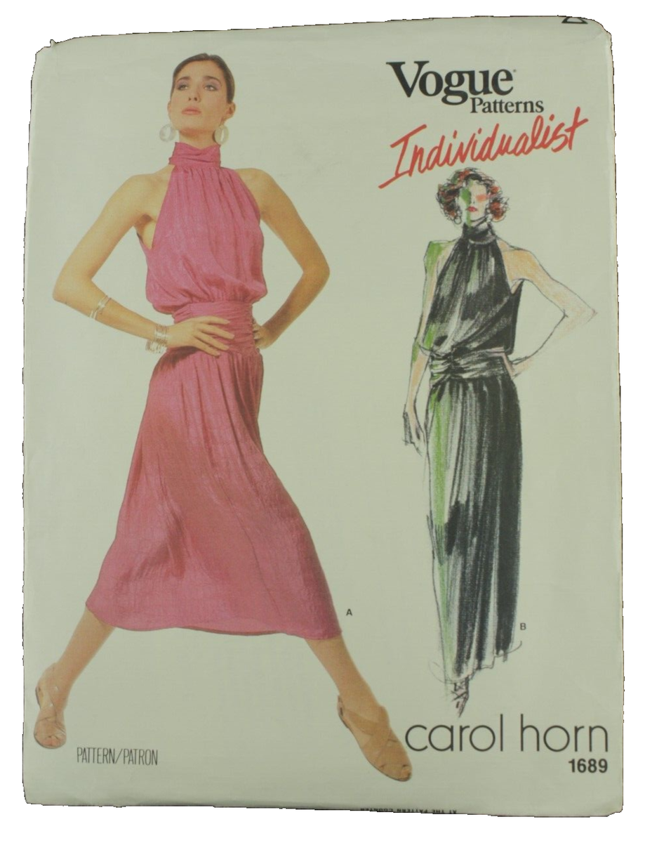 Vogue Sewing Pattern 1689 Carol Horn Individualist Evening Halter Neck Dress 10 | eBay Vogue Sewing Pattern 1689 Carol Horn Individualist Evening Halter Neck Dress 10 | eBay